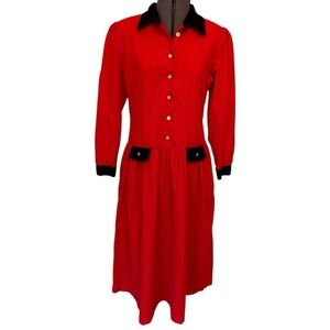 Vintage 80’s Misty Lane red corduroy dress. Long sleeve long Christmas Size 5/6